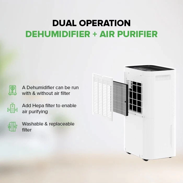 Kompaktný odvlhčovač MyCond Roomer Hepa 25 v modernom obytnom priestore.