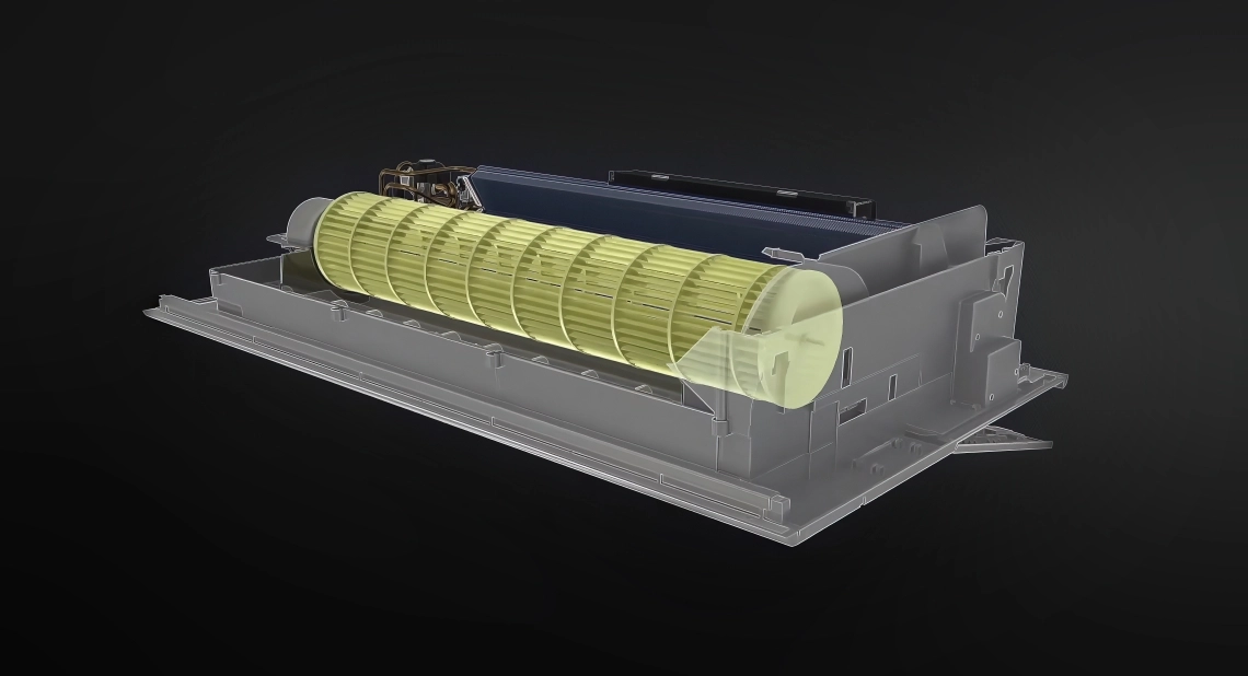 MyCond 1-cestná kazeta vnútorná štruktúra ventilátora