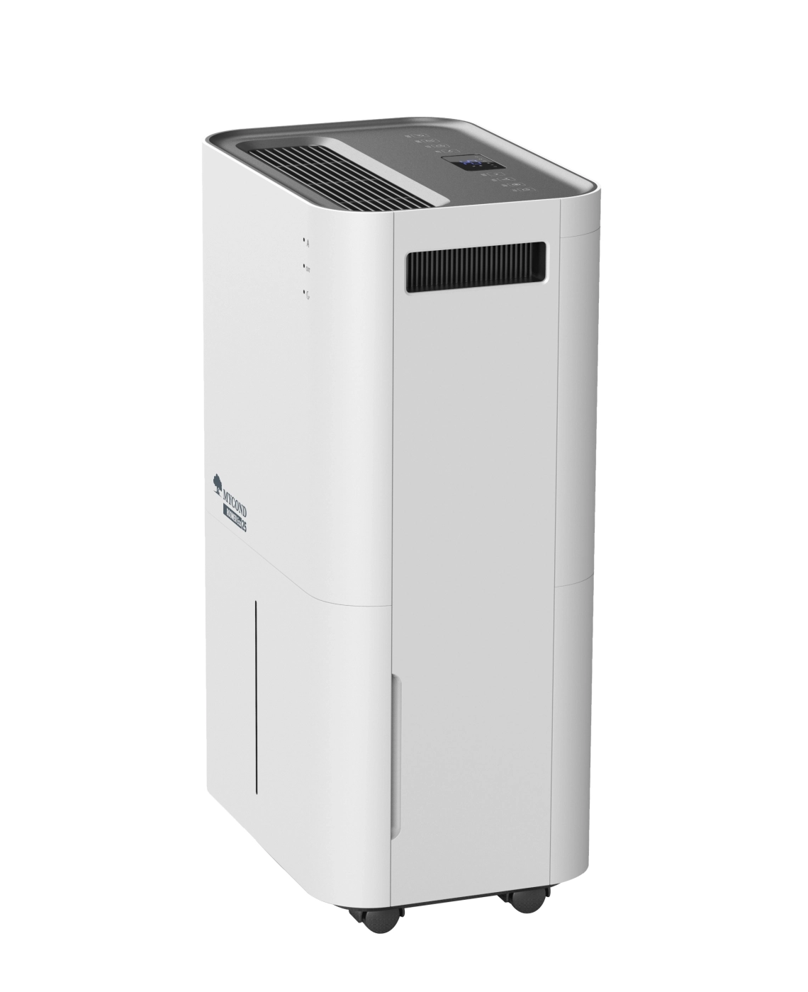 MyCond Roomer Eco 25 Kompaktný izbový odvlhčovač vzduchu s moderným ovládacím panelom.